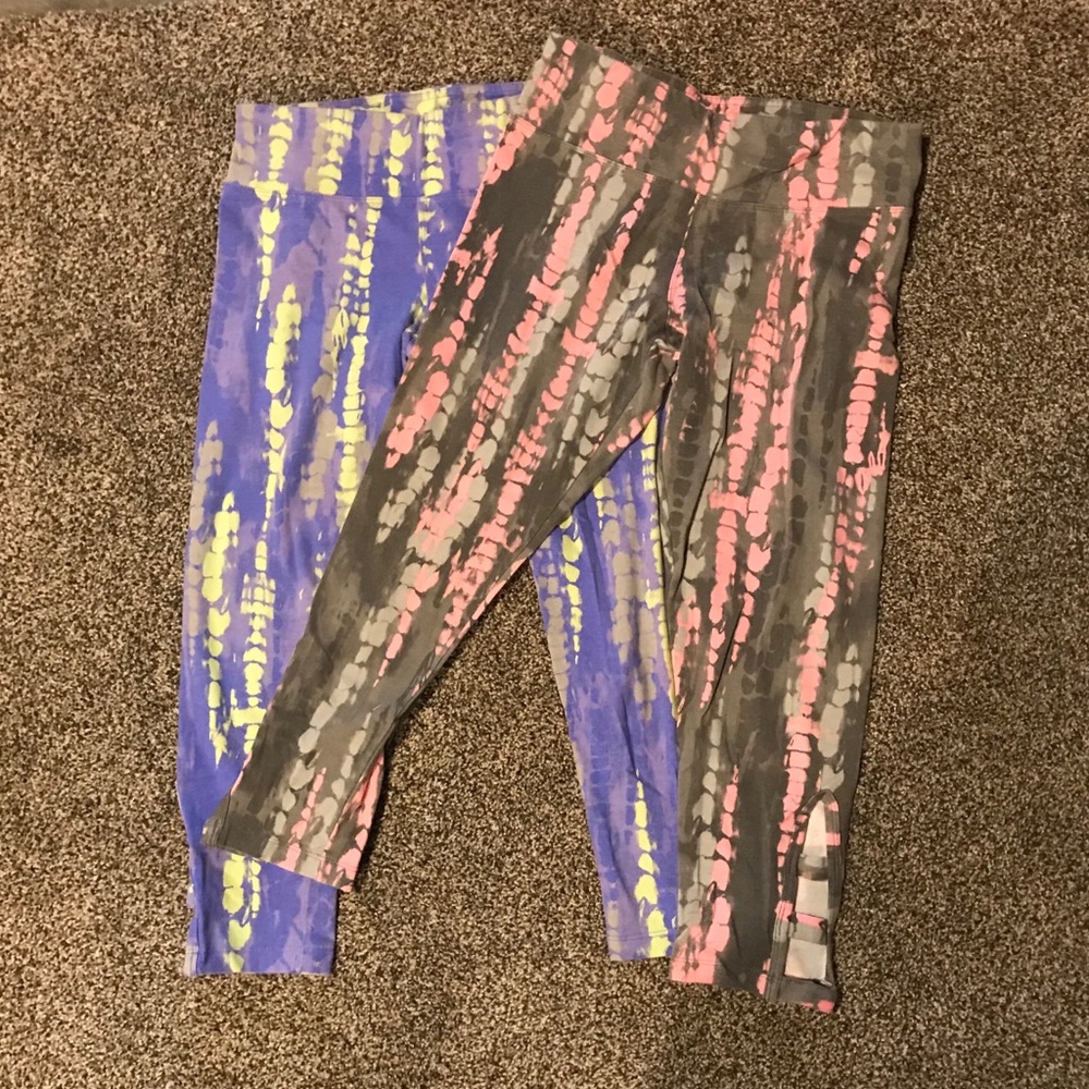 two pairs of capri leggings